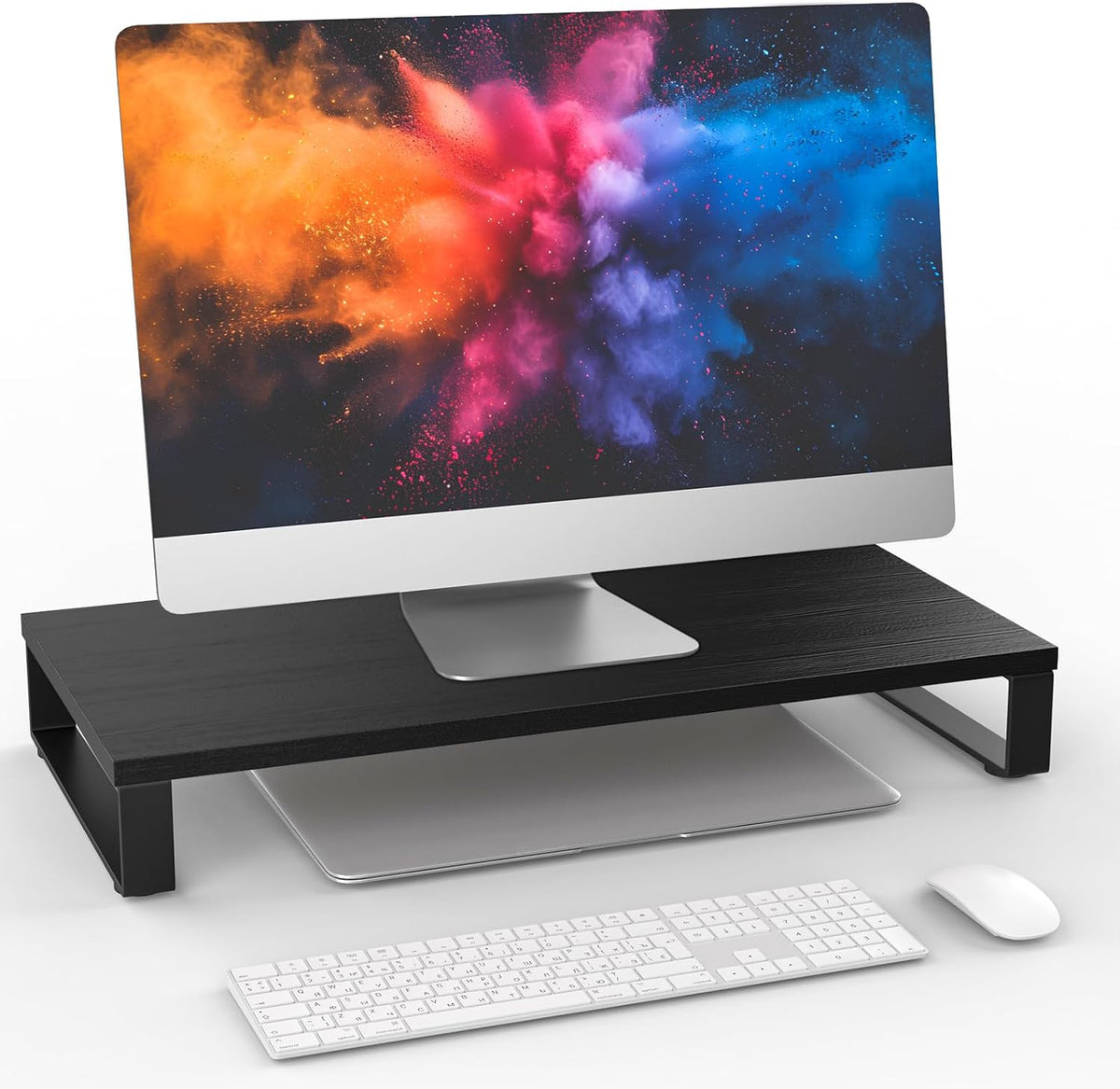 XINYAO Wood Monitor Stand Riser for Desk, 24x12x3 inch, Rustic Brown