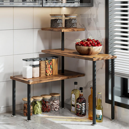3 Tier Adjustable Countertop Organizer Corner Shelf