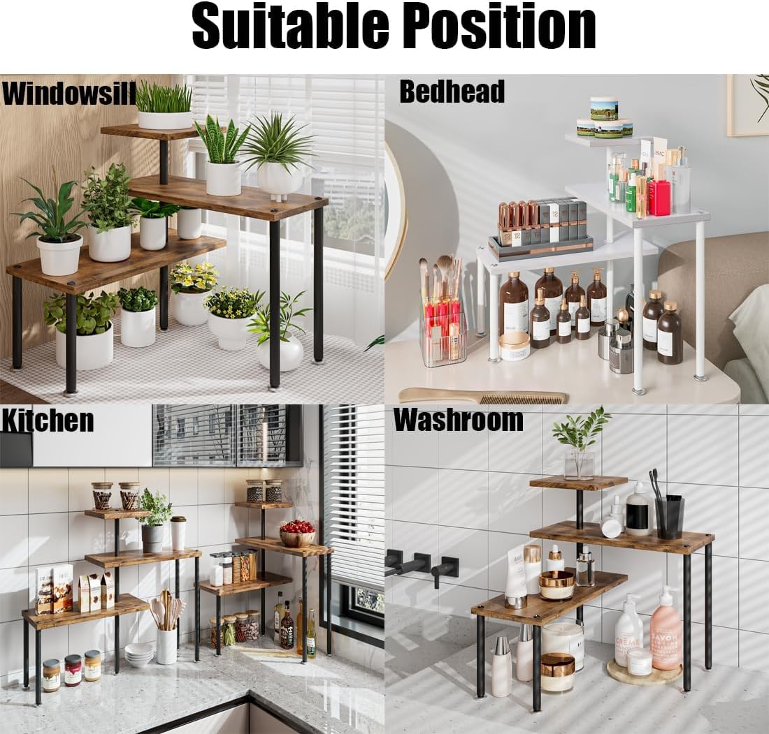 3 Tier Adjustable Countertop Organizer Corner Shelf