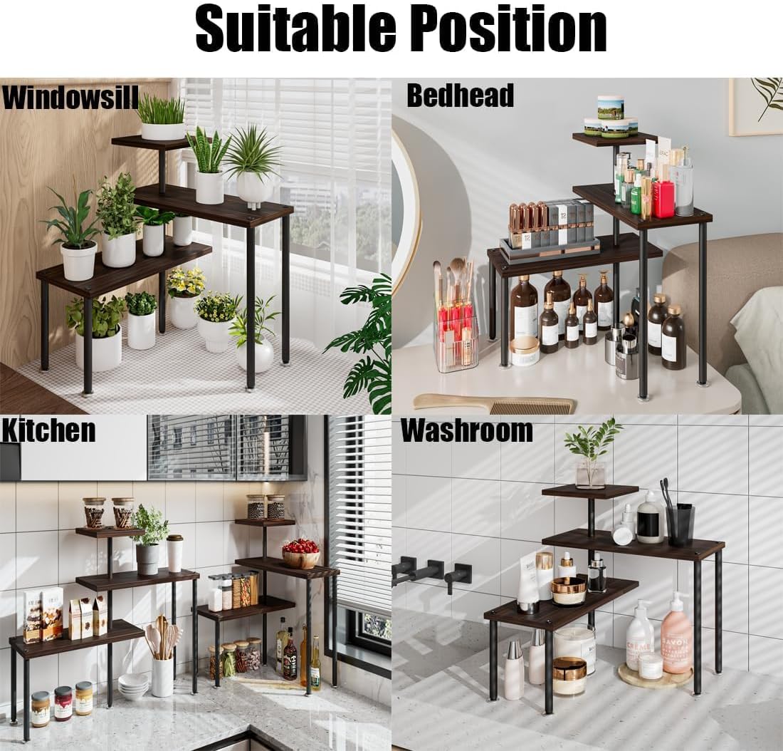 3 Tier Adjustable Countertop Organizer Corner Shelf