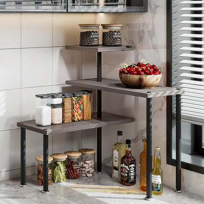 3 Tier Adjustable Countertop Organizer Corner Shelf