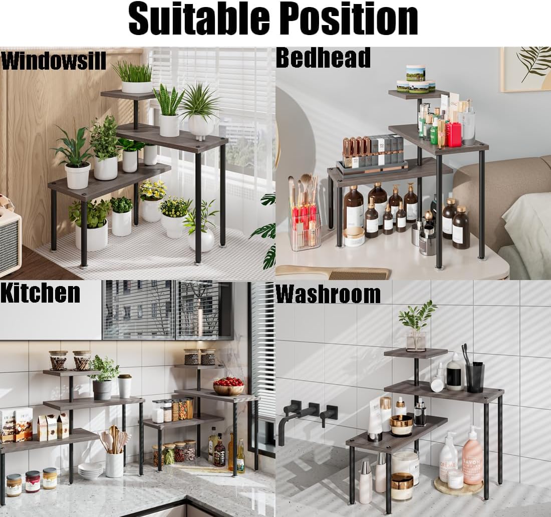 3 Tier Adjustable Countertop Organizer Corner Shelf
