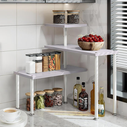 3 Tier Adjustable Countertop Organizer Corner Shelf