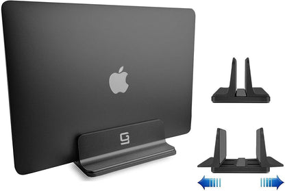 Vertical Laptop Stand for Desk [Adjustable] Sturdy Aluminum Dock Fits All Laptops (up to 20.3 inches) Space Saving, Modern Compact Holder, Compatible with MacBook Pro/Air, Surface, HP, Dell (Gray)