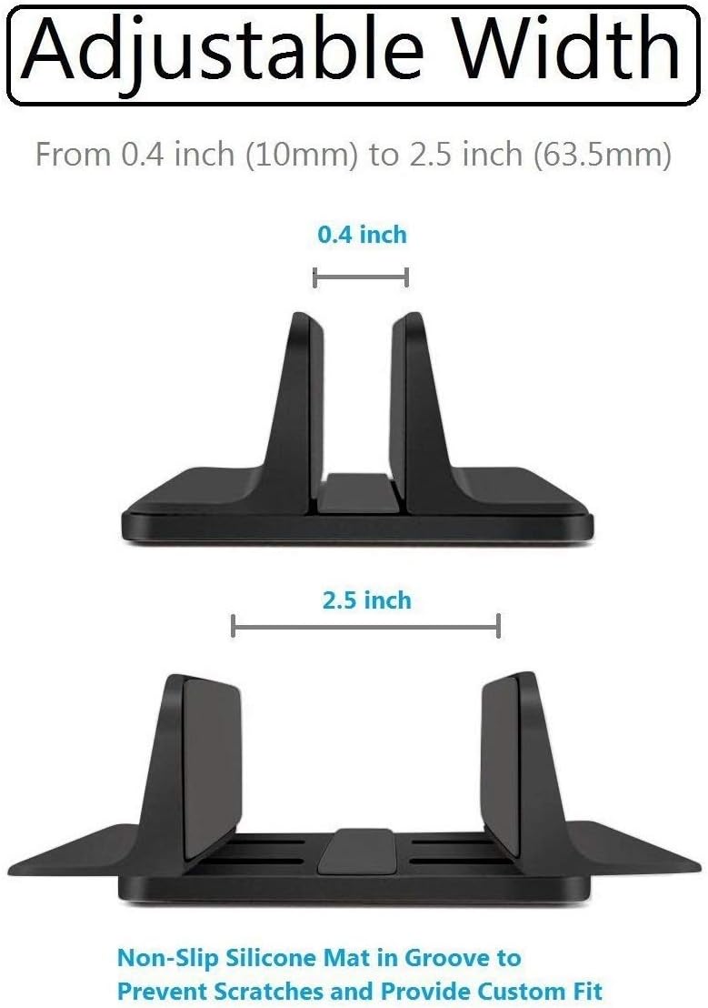 Vertical Laptop Stand for Desk [Adjustable] Sturdy Aluminum Dock Fits All Laptops (up to 20.3 inches) Space Saving, Modern Compact Holder, Compatible with MacBook Pro/Air, Surface, HP, Dell (Gray)