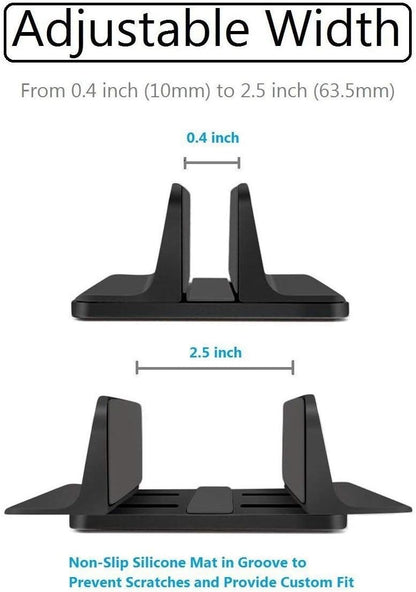 Vertical Laptop Stand for Desk [Adjustable] Sturdy Aluminum Dock Fits All Laptops (up to 20.3 inches) Space Saving, Modern Compact Holder, Compatible with MacBook Pro/Air, Surface, HP, Dell (Gray)
