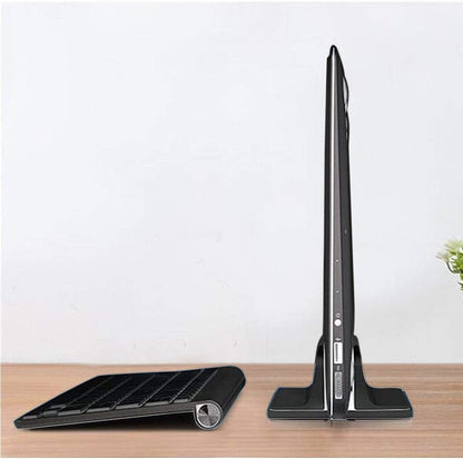 Vertical Laptop Stand for Desk [Adjustable] Sturdy Aluminum Dock Fits All Laptops (up to 20.3 inches) Space Saving, Modern Compact Holder, Compatible with MacBook Pro/Air, Surface, HP, Dell (Gray)