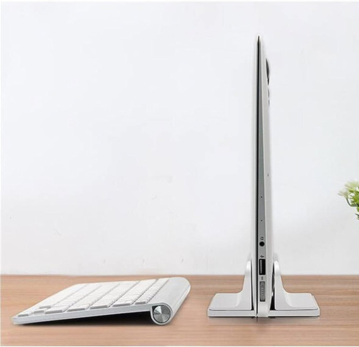 Vertical Laptop Stand for Desk [Adjustable] Sturdy Aluminum Dock Fits All Laptops (up to 20.3 inches) Space Saving, Modern Compact Holder, Compatible with MacBook Pro/Air, Surface, HP, Dell (Gray)