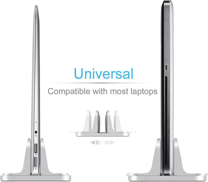 Vertical Laptop Stand for Desk [Adjustable] Sturdy Aluminum Dock Fits All Laptops (up to 20.3 inches) Space Saving, Modern Compact Holder, Compatible with MacBook Pro/Air, Surface, HP, Dell (Gray)