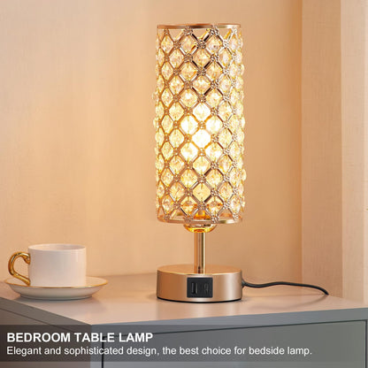 Pink Crystal Table Lamp, 3 Way Dimmable Touch Lamps for Night Stands