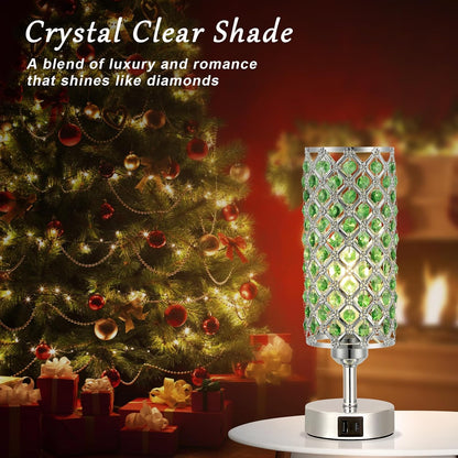 Pink Crystal Table Lamp, 3 Way Dimmable Touch Lamps for Night Stands