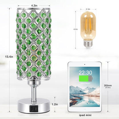 Pink Crystal Table Lamp, 3 Way Dimmable Touch Lamps for Night Stands