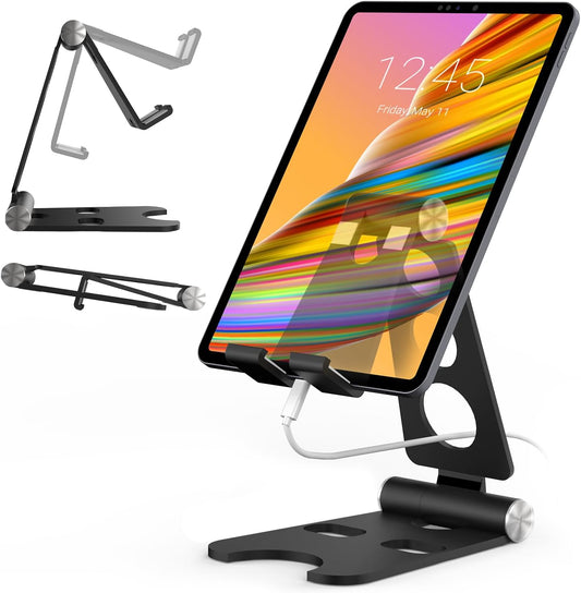 Tablet Stand with Cord Holder Aluminum Alloy Foldable Phone Stand
