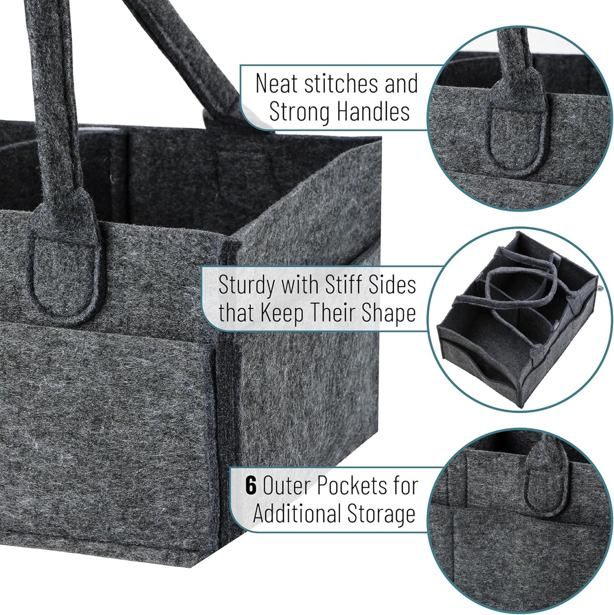 Baby Diaper Caddy Organizer, Gray, Medium