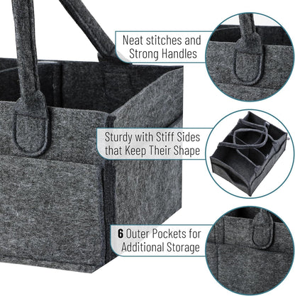 Baby Diaper Caddy Organizer, Gray, Medium