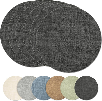 Maxpearl Faux Leather Placemats Set of 6 - Waterproof - Wipe Clean - Heat Resistant - Anti Slip Dining Table Place Mats, Suitable for Indoor & Outdoor Use, 17’’×12’’, Beige