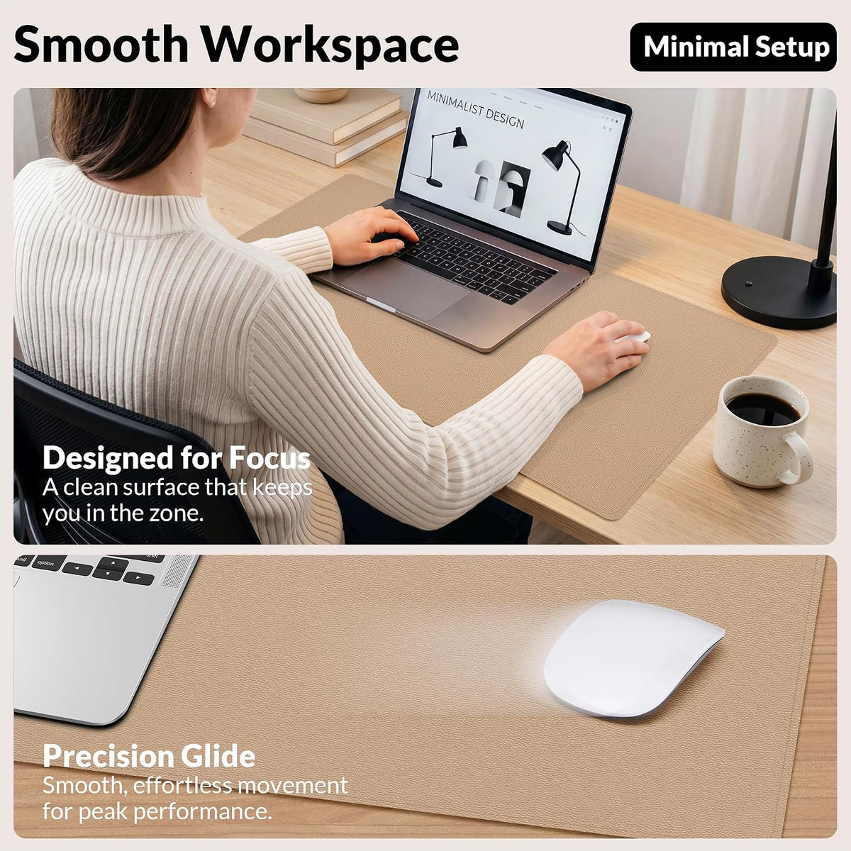 Large Desk Mat, 47" x 17", Black