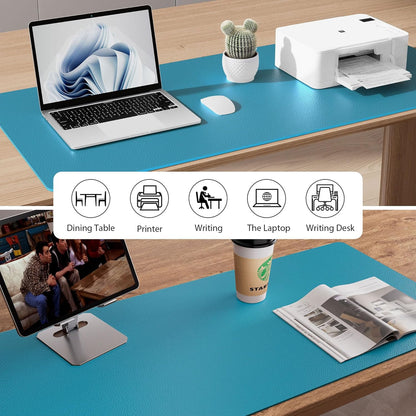 Aothia Leather Office Desk Pad Protector, Non-Slip PU Leather Desk Blotter, Waterproof Laptop Writing Mouse Pad for Office and Home, Black, 31.5" x 15.7" - Colors B