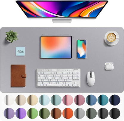 Aothia Leather Office Desk Pad Protector, Non-Slip PU Leather Desk Blotter, Waterproof Laptop Writing Mouse Pad for Office and Home, Black, 31.5" x 15.7" - Colors A