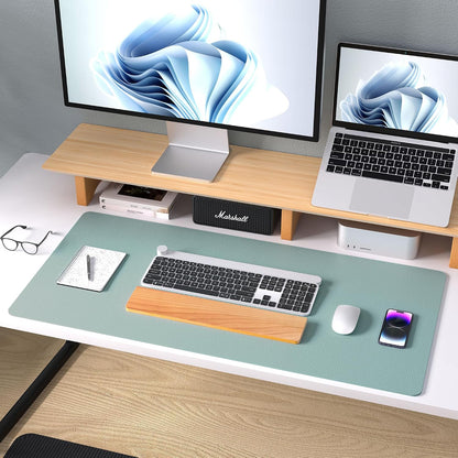 Aothia Leather Office Desk Pad Protector, Non-Slip PU Leather Desk Blotter, Waterproof Laptop Writing Mouse Pad for Office and Home, Black, 31.5" x 15.7" - Colors A