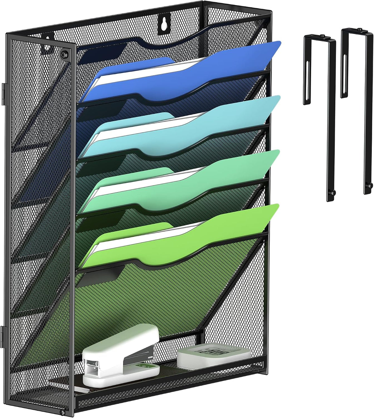 Kuntine.B Wall File Organizer Office Hanging Magazine Holder Wall File Organizer for Office Home (Black, 5 Tier)