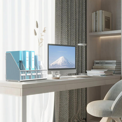 Desk Organizers Metal Desk Magazine File Holder with 5 Vertical Compartments Rack File Organizer for Office Desktop, Classroom, Home Workspace, Black