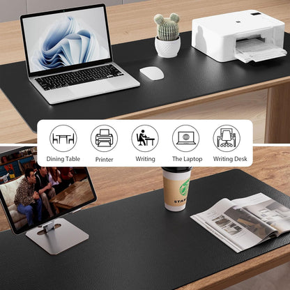 Aothia Leather Office Desk Pad Protector, Non-Slip PU Leather Desk Blotter, Waterproof Laptop Writing Mouse Pad for Office and Home, Black, 31.5" x 15.7" - Colors A