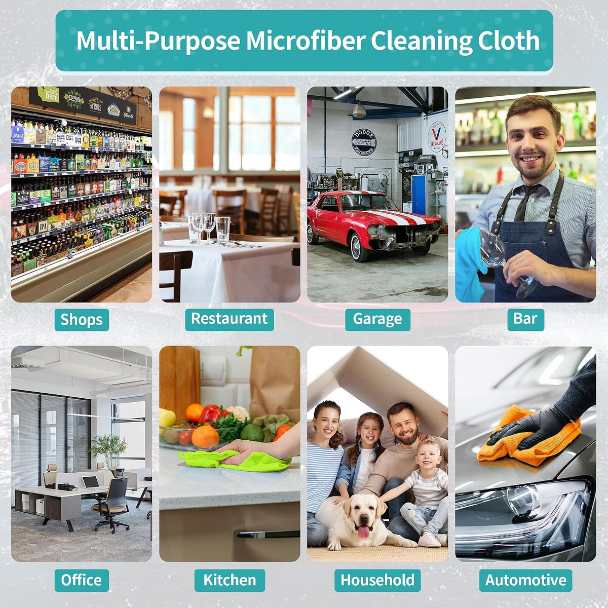 Microfiber Cleaning Cloth, Cleaning Rags Microfiber Towel Bulk Absorbent Lint-Free Wash Cloths, All-Purpose Shop Towels for Cars, Automotive, Garage, Home & Kitchen 11.5"*11.5"