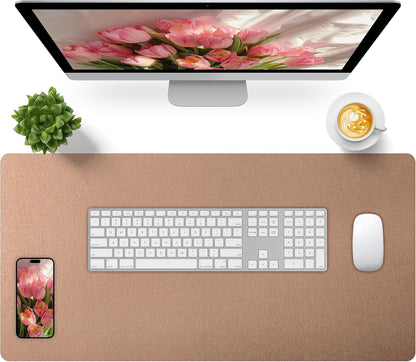 Bloss Leather Desk Pad and Keyboard Wrist Rest, Large Mouse Pad + Keyboard Pad+Mouse Wrist Support, Non-Slip Desk Mat Protector for Office, Home(31.5×15.7 Inches,Beige) - Colors B
