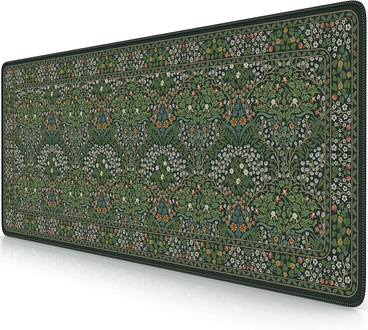 iCasso Desk Mat for Keyboard and Mouse, Large Mouse Pad, Desk Pad Mat, Anti-Slip Big Mousepad with Stitched Edges for Computer Desktop(Deep Green)