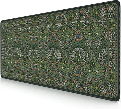 iCasso Desk Mat for Keyboard and Mouse, Large Mouse Pad, Desk Pad Mat, Anti-Slip Big Mousepad with Stitched Edges for Computer Desktop(Deep Green)