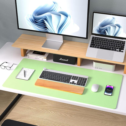 Aothia Leather Office Desk Pad Protector, Non-Slip PU Leather Desk Blotter, Waterproof Laptop Writing Mouse Pad for Office and Home, Black, 31.5" x 15.7" - Colors A
