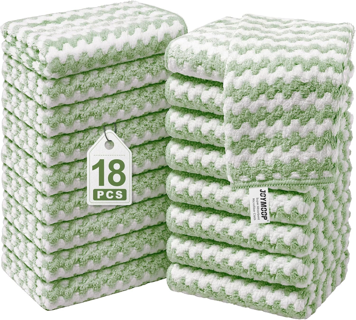 18 Pack Microfiber Cleaning Cloth, Kitchen Towels for Dish Drying Washing, Absorbent Streak Free Lint Free Rags for Cleaning, Reusable and Washable Towels - 10" x 10"