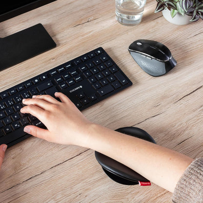 Cherry SLIDEPAD Ergo, Sliding Ergonomic Arm Rest for the Desk, Compatible with Mouse and Keyboard, for Right- and Left-Handers, IGR-Certified, 1 Pad, Black