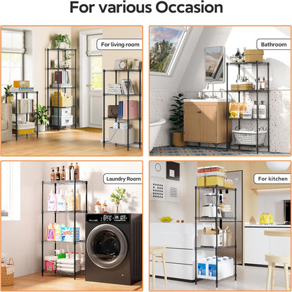 M MZG 450 lbs Steel Storage Shelving 3-Tier Utility Shelving Unit Steel Organizer Wire Rack for Home,Kitchen,Office (11.8" D x 17.7" W x 26.3" H) - Colors B