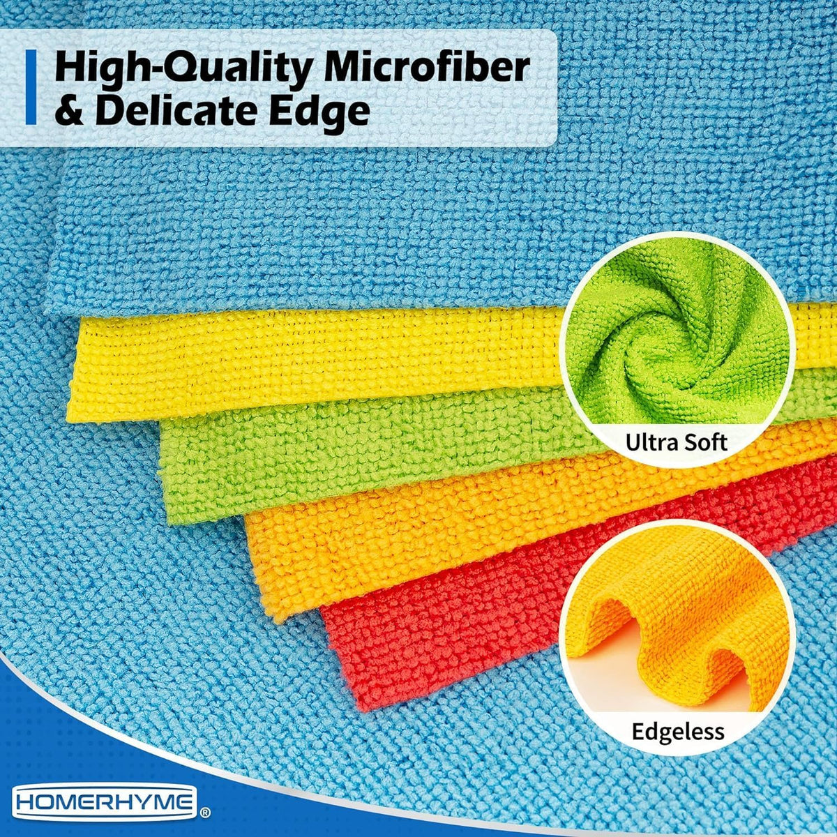 Microfiber Cleaning Cloth, Cleaning Rags Microfiber Towel Bulk Absorbent Lint-Free Wash Cloths, All-Purpose Shop Towels for Cars, Automotive, Garage, Home & Kitchen 11.5"*11.5"