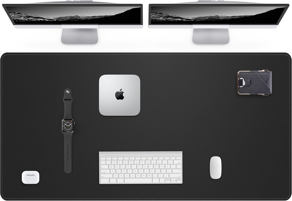 AFIING Large Desk Mat 55" x 24" - PU Leather Desk Pad Protector, Waterproof Non-Slip Extended Mouse Pad for Office Desk, Keyboard, Laptop and Home Workspace (Black)