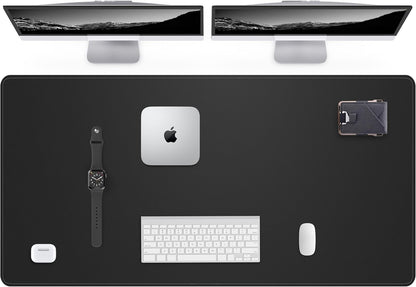 AFIING Large Desk Mat 55" x 24" - PU Leather Desk Pad Protector, Waterproof Non-Slip Extended Mouse Pad for Office Desk, Keyboard, Laptop and Home Workspace (Black)