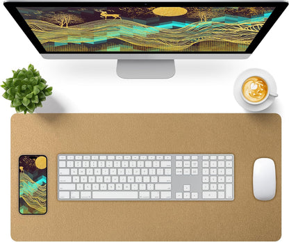 Bloss Leather Desk Pad and Keyboard Wrist Rest, Large Mouse Pad + Keyboard Pad+Mouse Wrist Support, Non-Slip Desk Mat Protector for Office, Home(31.5×15.7 Inches,Beige) - Colors A