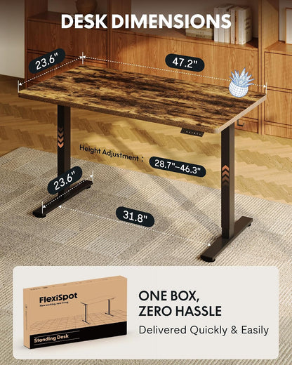 EN1 48"x24" One-Piece Standing Desk, White