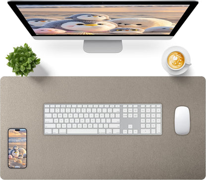 Bloss Leather Desk Pad and Keyboard Wrist Rest, Large Mouse Pad + Keyboard Pad+Mouse Wrist Support, Non-Slip Desk Mat Protector for Office, Home(31.5×15.7 Inches,Beige) - Colors A