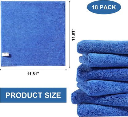 18 Pack Microfiber Cleaning Cloth, Kitchen Towels for Dish Drying Washing, Absorbent Streak Free Lint Free Rags for Cleaning, Reusable and Washable Towels - 10" x 10"