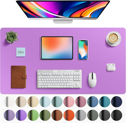 Aothia Leather Office Desk Pad Protector, Non-Slip PU Leather Desk Blotter, Waterproof Laptop Writing Mouse Pad for Office and Home, Black, 31.5" x 15.7" - Colors B