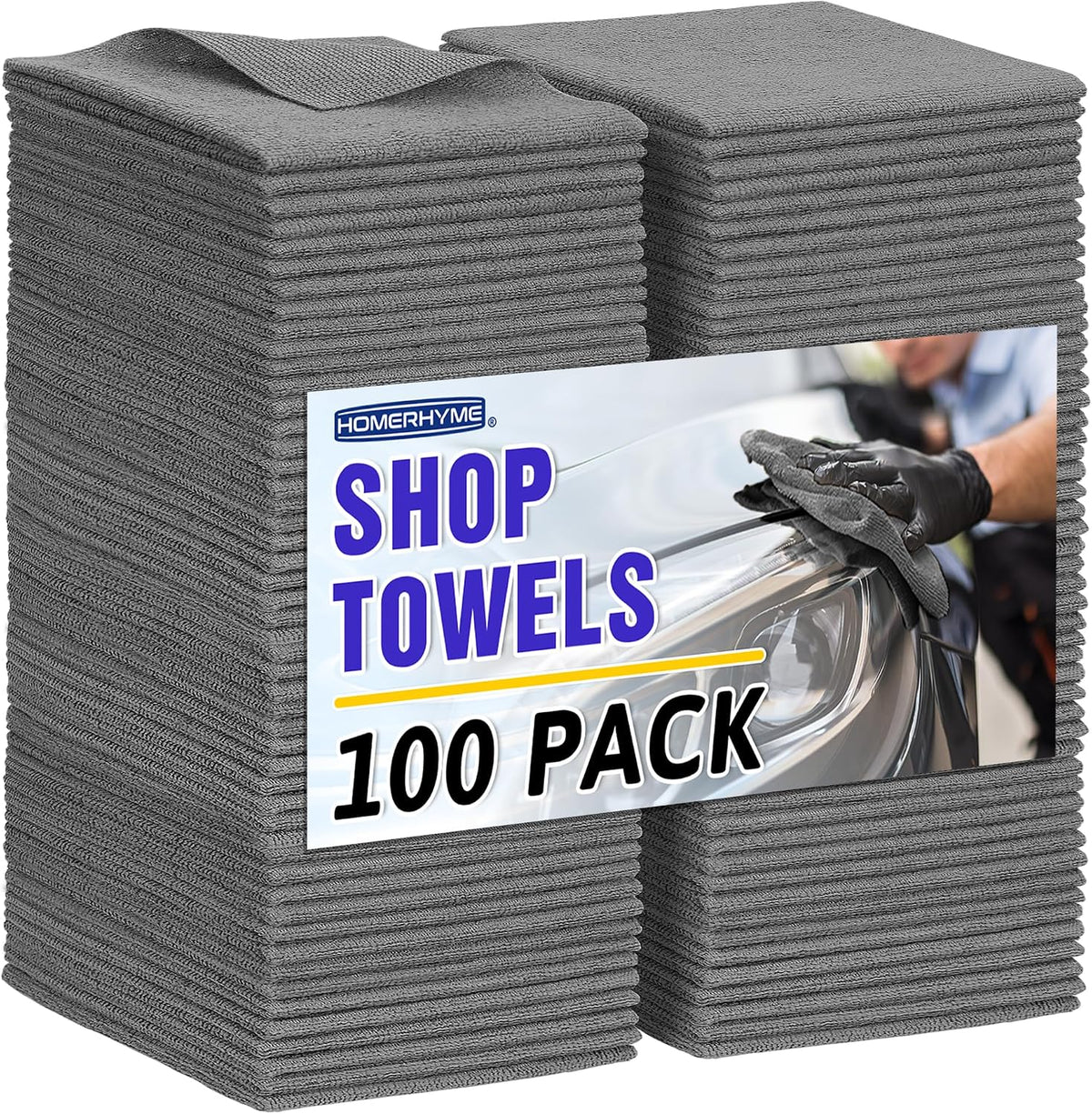 Microfiber Cleaning Cloth, Cleaning Rags Microfiber Towel Bulk Absorbent Lint-Free Wash Cloths, All-Purpose Shop Towels for Cars, Automotive, Garage, Home & Kitchen 11.5"*11.5"