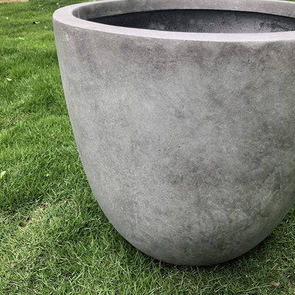 Kante 8.9" H x 10" W Small Concrete Planter, Compact Desktop Plant Pot with Drainage Hole & Rubber Plug – Lightweight Breathable Cement Container for Succulents, Cactus, Herbs, Indoor Outdoor, Gift