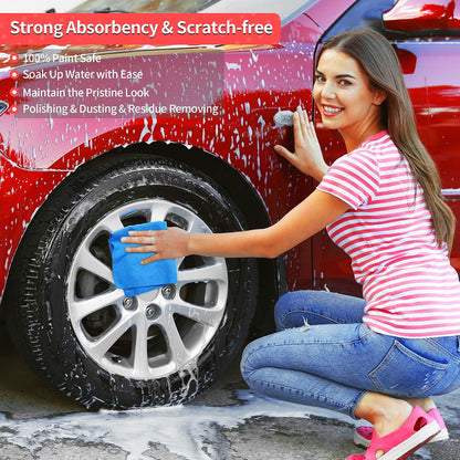 Microfiber Cleaning Cloth, Cleaning Rags Microfiber Towel Bulk Absorbent Lint-Free Wash Cloths, All-Purpose Shop Towels for Cars, Automotive, Garage, Home & Kitchen 11.5"*11.5"