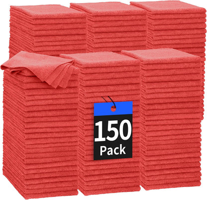Microfiber Cleaning Cloth, Cleaning Rags Microfiber Towel Bulk Absorbent Lint-Free Wash Cloths, All-Purpose Shop Towels for Cars, Automotive, Garage, Home & Kitchen 11.5"*11.5"