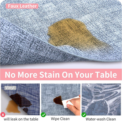 Maxpearl Faux Leather Placemats Set of 6 - Waterproof - Wipe Clean - Heat Resistant - Anti Slip Dining Table Place Mats, Suitable for Indoor & Outdoor Use, 17’’×12’’, Beige