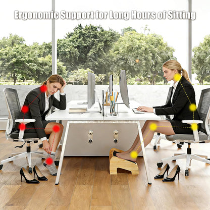 Upgraded Under Desk footrest- Bamboo Ergonomic Adjustable Footrest with 3 Height & Angle Settings,Pebble Massage Surface for Improved Posture and Blood Circulation,Home & Office