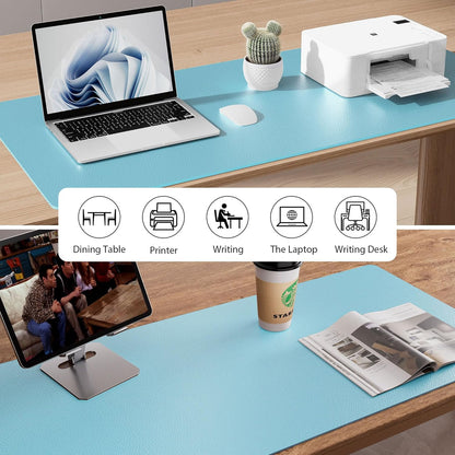 Aothia Leather Office Desk Pad Protector, Non-Slip PU Leather Desk Blotter, Waterproof Laptop Writing Mouse Pad for Office and Home, Black, 31.5" x 15.7" - Colors B